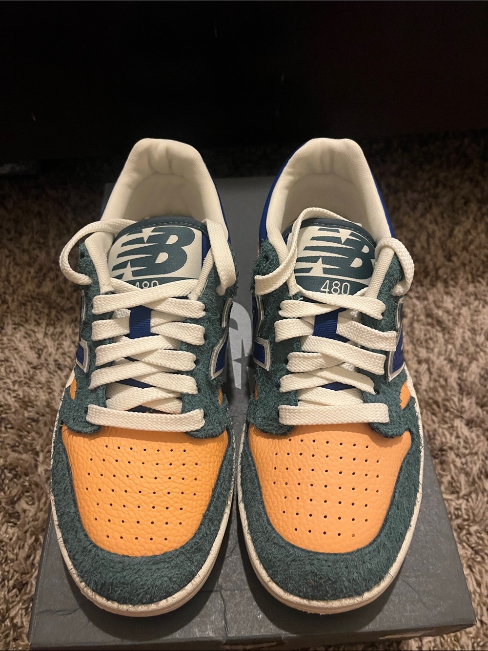 New Balance Kids Sneakers in Orange, Green& White